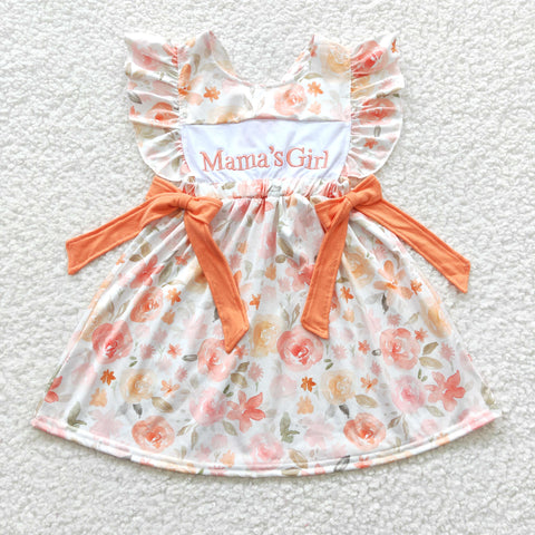 GSD0307 Embroidery Mama's girl Orange Cute Girl's Dress