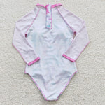 S0076 Summer Dinosaur Princess Onesie Purple Girl's Swimsuit