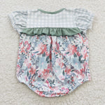 SR0345 Summer Mint Flower Cute Baby Girl's Romper