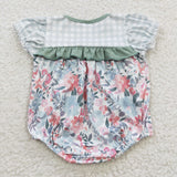 SR0345 Summer Mint Flower Cute Baby Girl's Romper