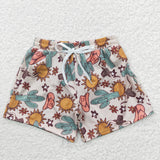 S0030 Summer Western Sun Cactus Hat Boy's Trunks Shorts