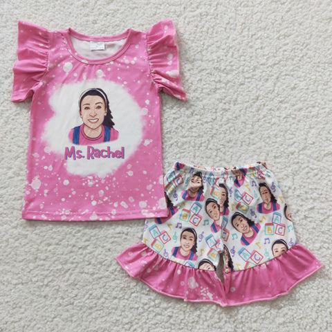 GSSO0265 Cartoon ABC Pink Girl's Shorts Set