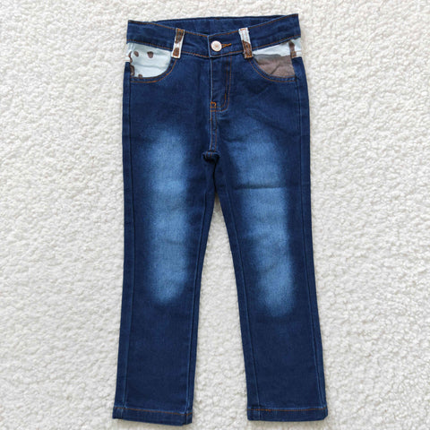 P0075 New Fashion Camo Blue Denim Pants