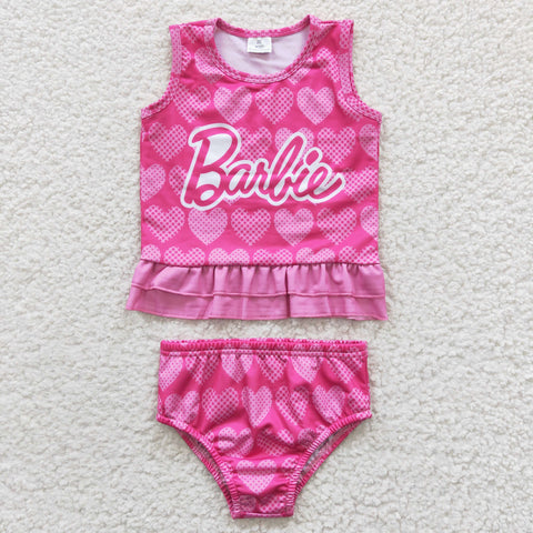 GBO0077 Fashion Pink Love Barbie Girl's Swimsuit