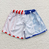 S0089 Summer July 4th Stripe Star Boy's Shorts Swim Trunks