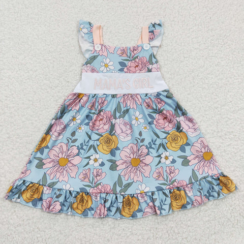 GSD0315 Embroidery Mama's girl Flower Pink Cute Girl's Dress