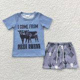 BSSO0240 I come from good stock cow Boy's Shorts Set