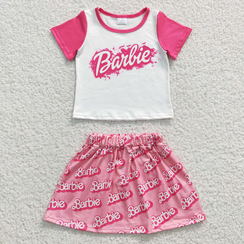 GSD0294 Barbie Hot Pink Crop Top Skirt Girl's Set