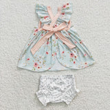 GBO0115 Flower Pink Floral Baby Girl's Bummie Set