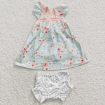 GBO0115 Flower Pink Floral Baby Girl's Bummie Set