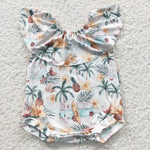 SR0254 Ocean Car Flower Baby Bubble Girl's Romper