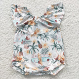 SR0254 Ocean Car Flower Baby Bubble Girl's Romper