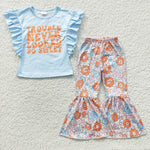 GSPO0539 Flower TROUBLE NEVER LOOKED SO SWEET Sky Blue Girl's Set