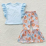 GSPO0539 Flower TROUBLE NEVER LOOKED SO SWEET Sky Blue Girl's Set