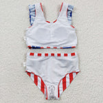 S0090 Summer National day Stripe Star Girl's Swimsuit