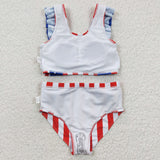 S0090 Summer National day Stripe Star Girl's Swimsuit