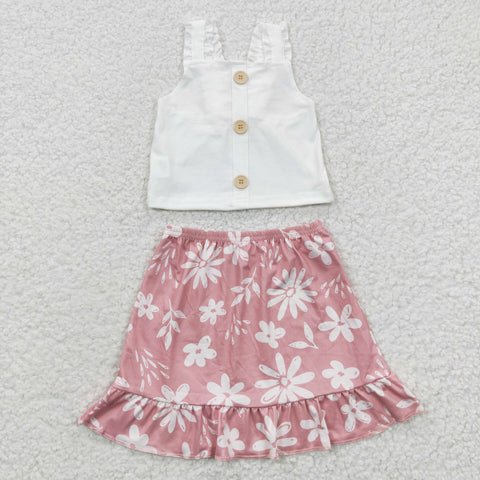 GSD0270 Boutique Flower Sleeveless Skirt Girl's Set