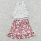 GSD0270 Boutique Flower Sleeveless Skirt Girl's Set