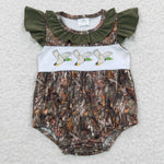 SR0358 Embroidery Mallard Hunting Duck Camo Baby Girl's Romper