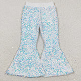 C16-20 Boutique Shiny White Sequined Pants