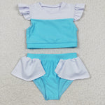 S0132 Boutique Summer Princess Blue Cute Girl's Swimsuit