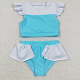 S0132 Boutique Summer Princess Blue Cute Girl's Swimsuit