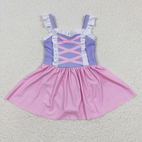 S0133 Boutique Summer Princess Purple Cute Girl's Swimsuit