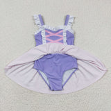 S0133 Boutique Summer Princess Purple Cute Girl's Swimsuit