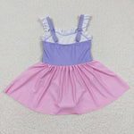 S0133 Boutique Summer Princess Purple Cute Girl's Swimsuit