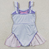 S0133 Boutique Summer Princess Purple Cute Girl's Swimsuit