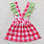 GSD0241 Strawberry Cute Pink Plaid Girl's Dress