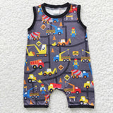 SR0341 Truck Baby Boy's Romper