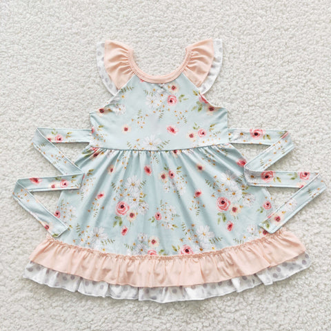 GSD0308 Flower Pink Floral Cute Girl's Dress