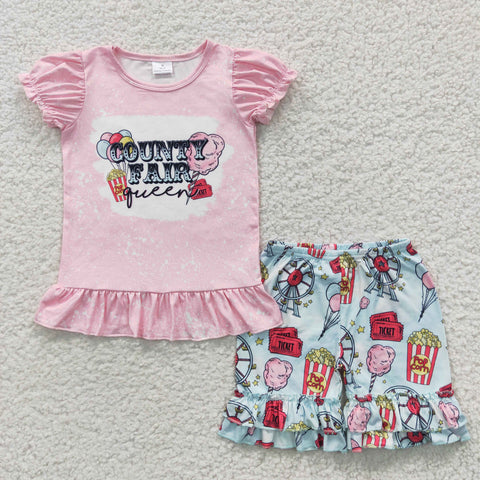 GSSO0260 Country Fair Popcorn Balloon Girl's Shorts Set