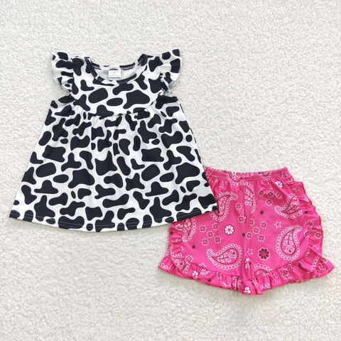 GSSO0300 Cow Pink Girl's Shorts Set