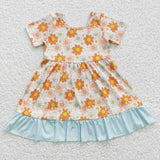 GSD0331 Boutique Ruffle Flower Blue Girl's Dress