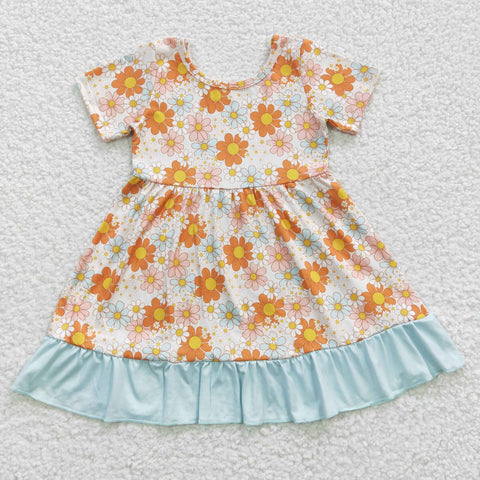 GSD0331 Boutique Ruffle Flower Blue Girl's Dress