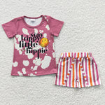 GSSO0314 Summer Stay trippy little hippie Stripe Girl's Shorts Set