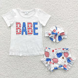 GBO0127 National Day BABE Glasses Baby Girl's Bummie Set