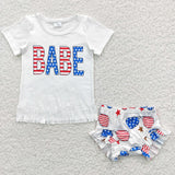 GBO0127 National Day BABE Glasses Baby Girl's Bummie Set