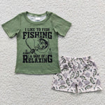 BSSO0257 Fishing Green Boy's Shorts Set