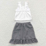 GSD0262 Boutique Black Sleeveless Plaid Skirt Girl's Set