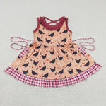 GSD0322 Flower Chick Farm Plaid Girl's Dress