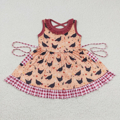 GSD0322 Flower Chick Farm Plaid Girl's Dress