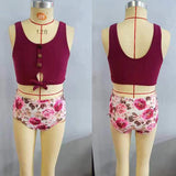 S0141 Flower Sleeveless Girl's Swimsuit