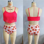 S0142 Strawberry Pink Tassel Girl's Swimsuit