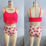 S0142 Strawberry Pink Tassel Girl's Swimsuit