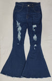 P0118 Adult Blue Hole Jeans Fashion Flared Pants