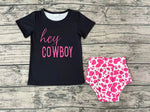 GBO0132 Hey Cowboy Pink Baby Girl's Bummie Set