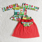 SALE 6 A20-13 Christmas Tulle Design Red Bummie Set